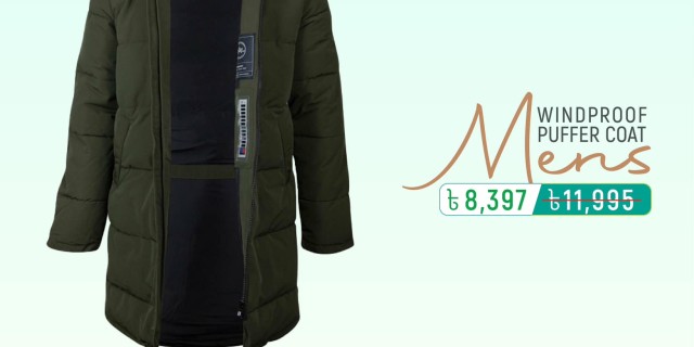 Embrace the winter breeze in style with Artisan windproof puffer coat. Save 30% on your purchase!