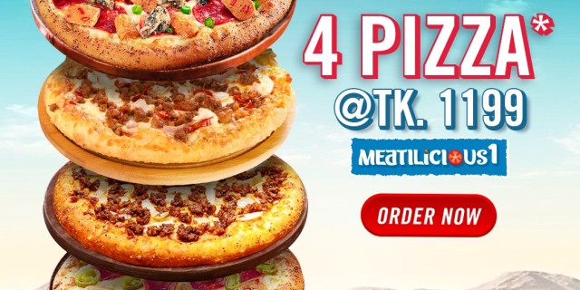 Endless meats joy with four pizzas at Tk. 1199!