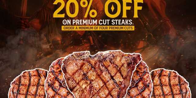 This week, exclusively for our corporate friends, enjoy a 𝟐𝟎% 𝐝𝐢𝐬𝐜𝐨𝐮𝐧𝐭 when you order a minimum of four premium cut Steaks