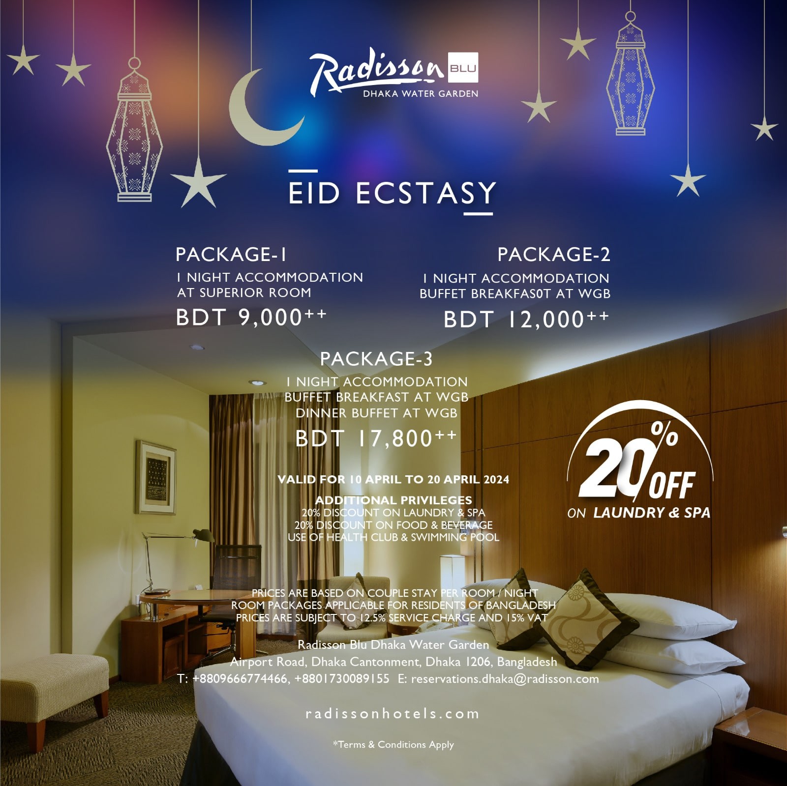 Embrace the spirit of Eid with our irresistible packages designed to make your celebration truly memorable. Indulge in luxury and comfort at Radisson Blu