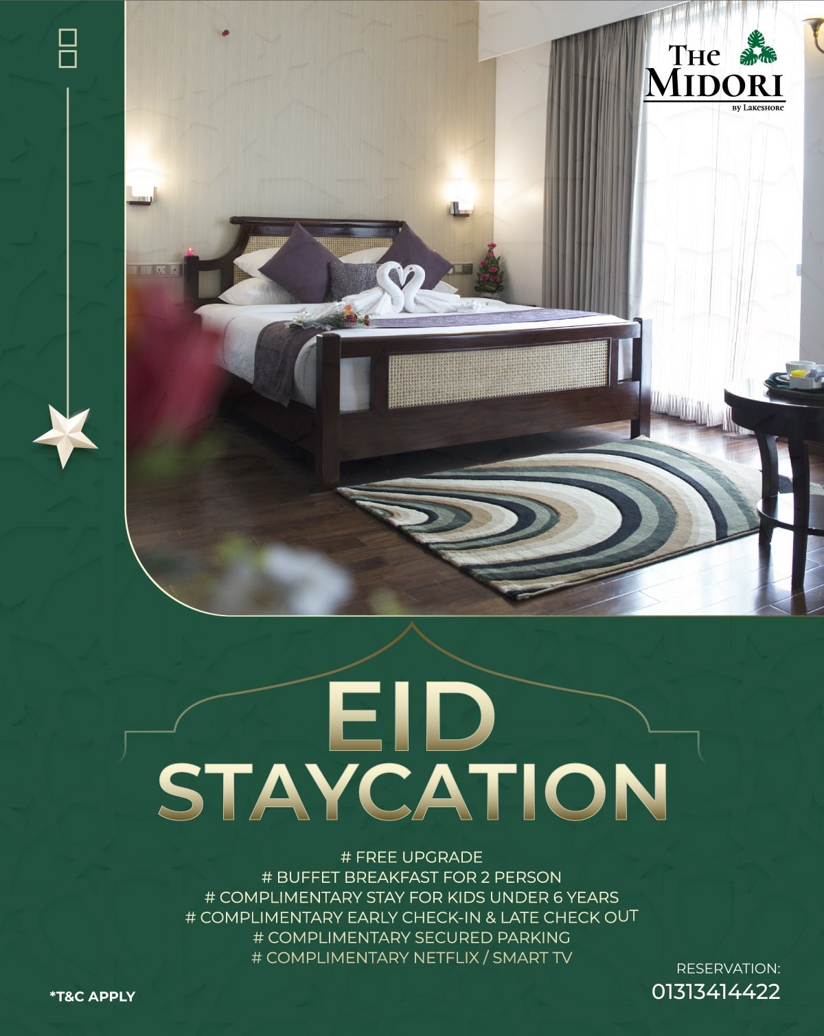 This Eid, escape to tranquility with our exclusive Eid Staycation Package at The Midori by Lakeshore Hotel