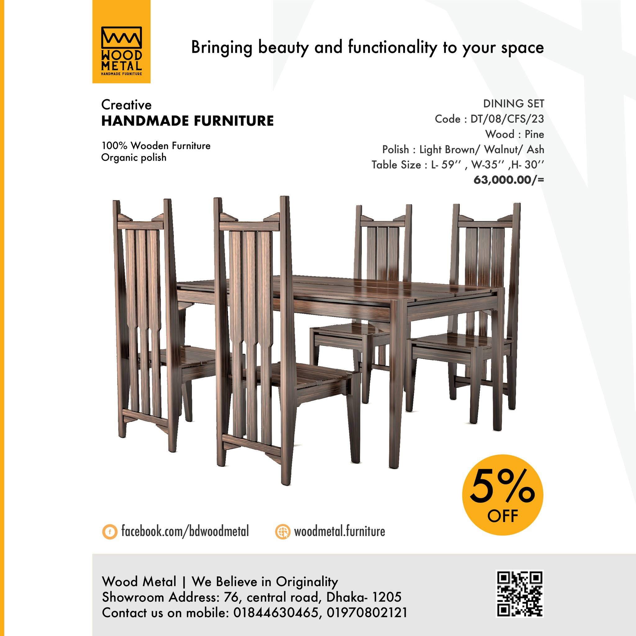 Wood Metal: Handmade Wooden Furniture with Organic Polish - 5% Discount