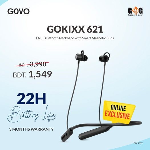 GOVO GOKIXX 621 ENC Bluetooth Neckband - BDT 2,441 Off | Gadget and Gear