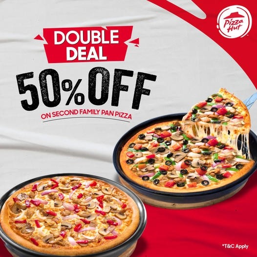 50% Off on Second Family Pan Pizza - Pizza Hut Online Offer